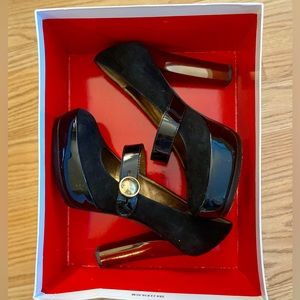 COACH Davine Black Suede Platform Pumps